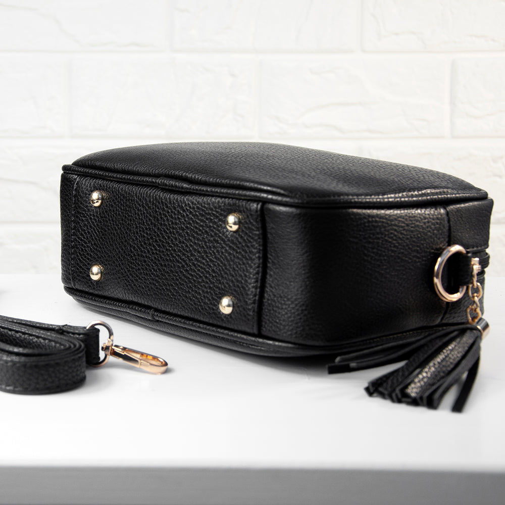 Personalized Black Vegan Leather Crossbody Bag  Cross Body Bags Deeply Engraved