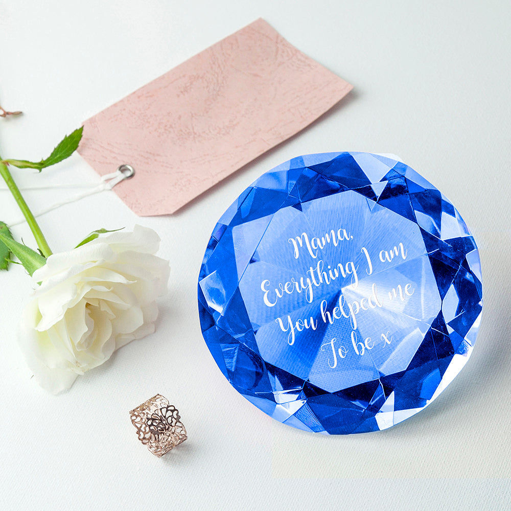Personalized Blue Diamond Paper Weight  Paperweight Deeply Engraved