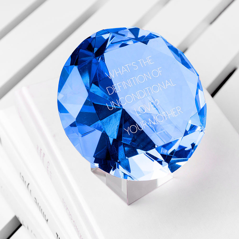 Personalized Blue Diamond Paper Weight  Paperweight Deeply Engraved