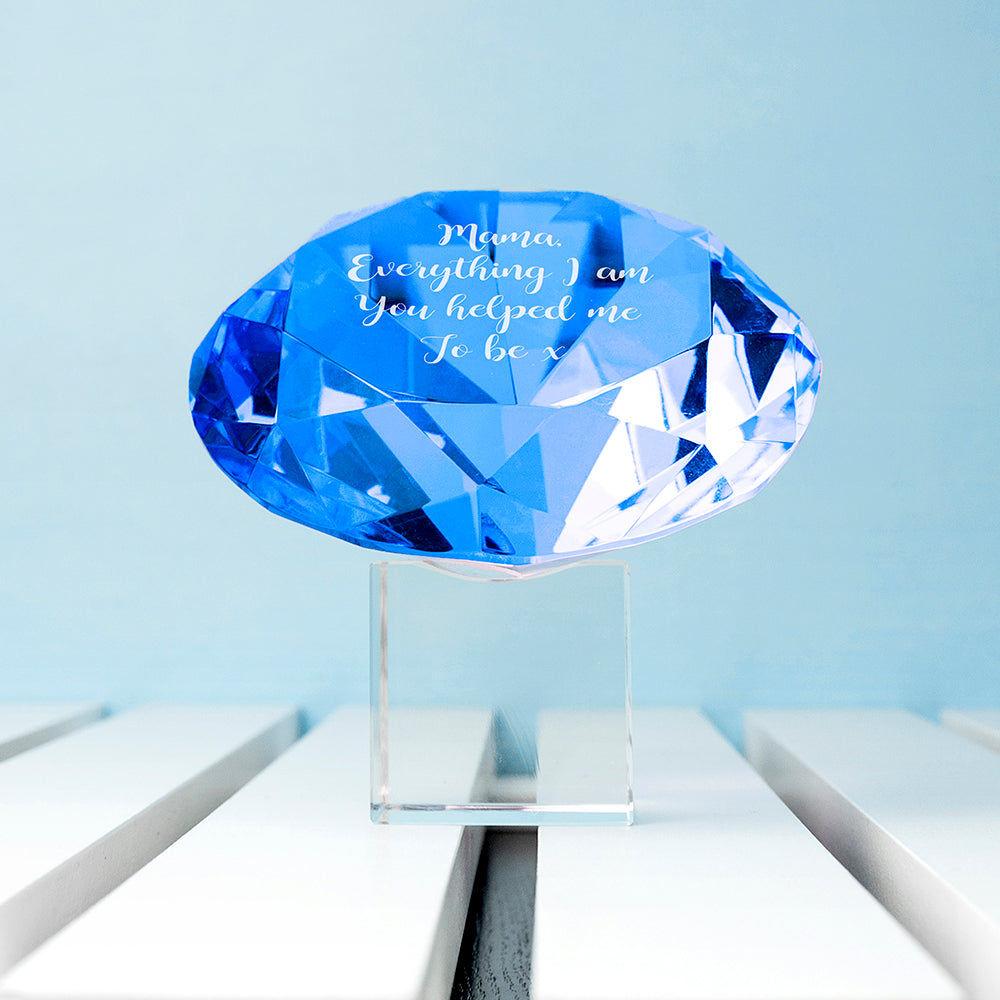 Personalized Blue Diamond Paper Weight  Paperweight Deeply Engraved