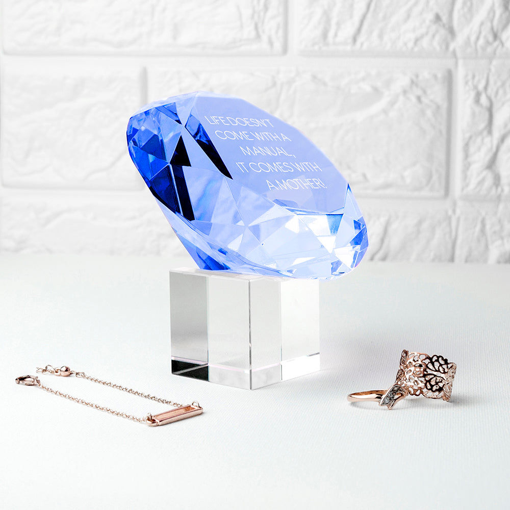 Personalized Blue Diamond Paper Weight  Paperweight Deeply Engraved