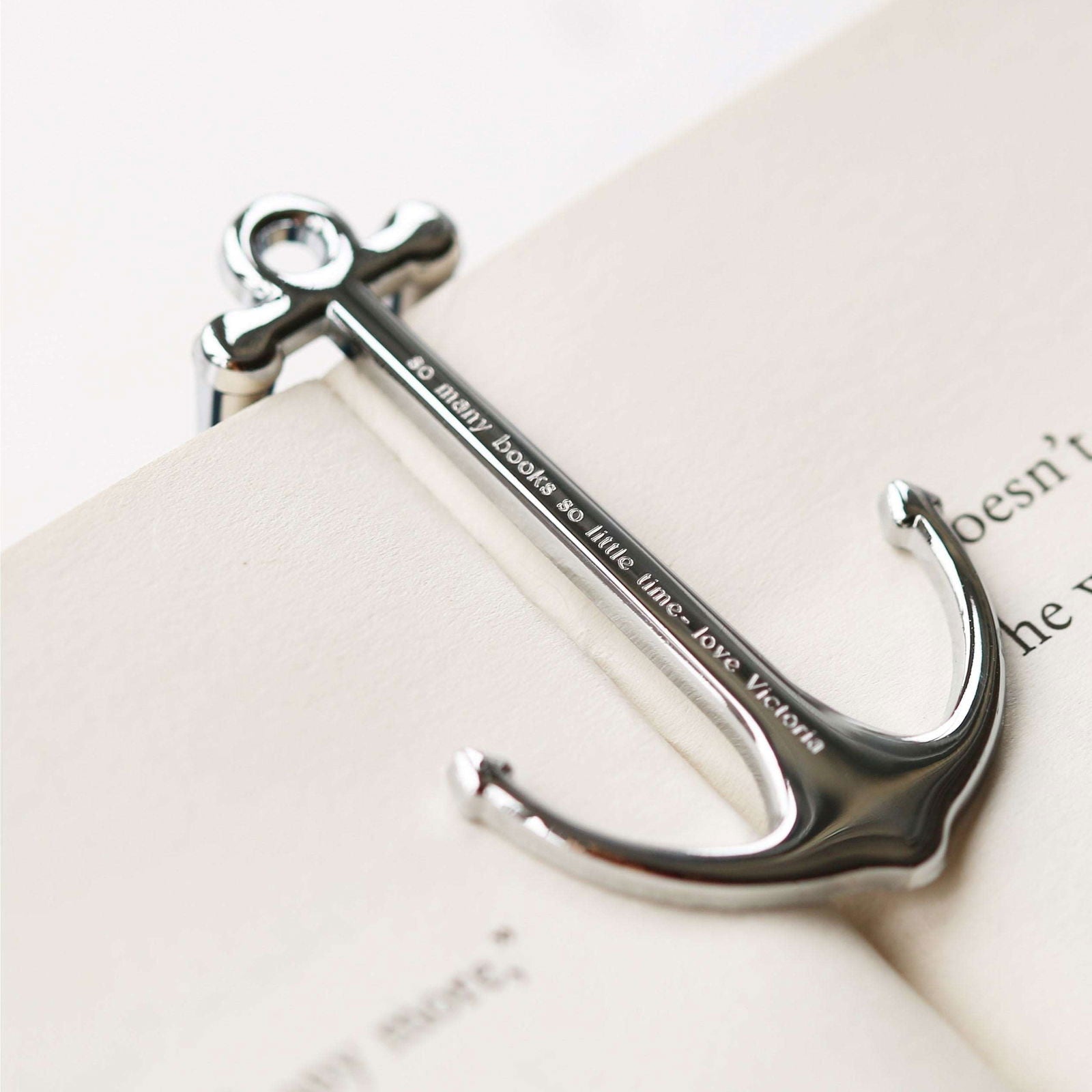Personalized Book Anchor - Silver & Black  Book Marks Deeply Engraved