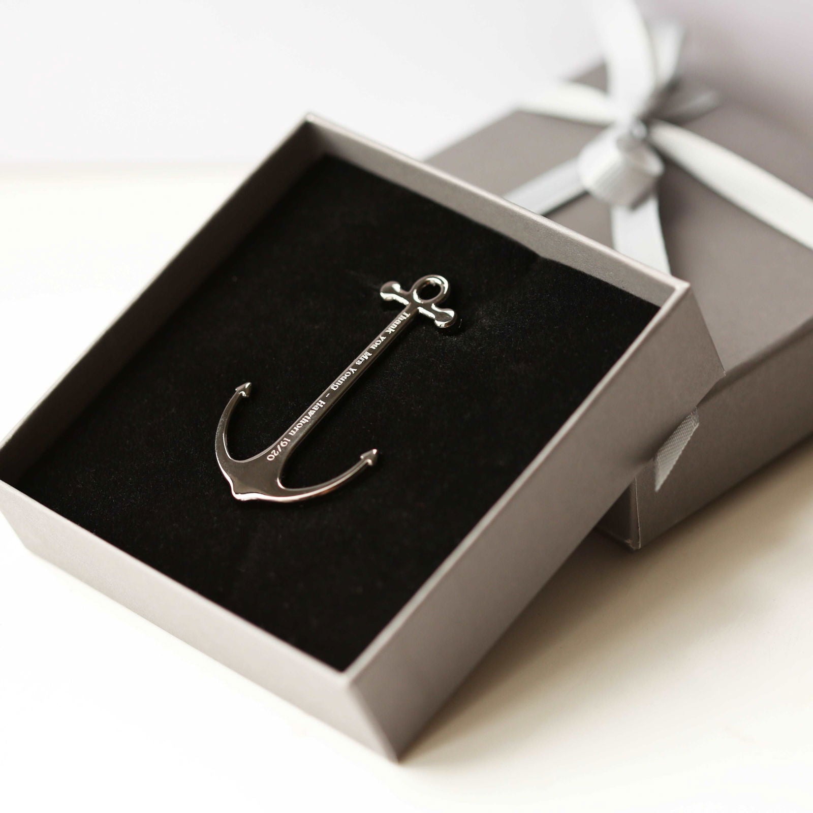 Personalized Book Anchor - Silver & Black  Book Marks Deeply Engraved
