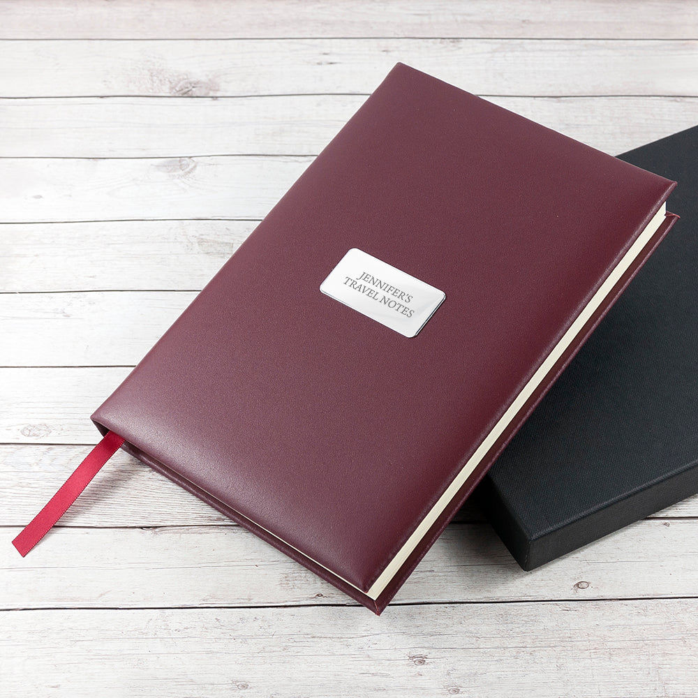 Personalized Burgundy Leather Notebook  Notebook/Journals Deeply Engraved