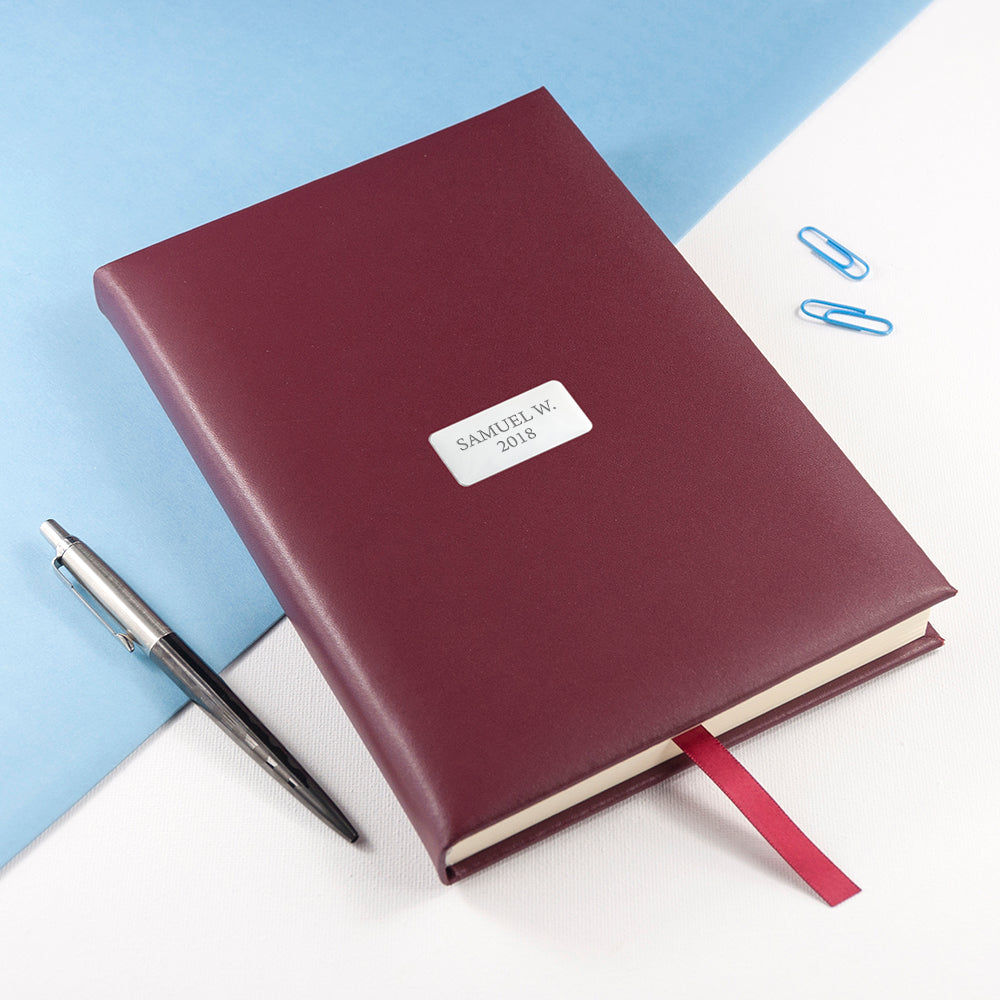Personalized Burgundy Leather Notebook  Notebook/Journals Deeply Engraved