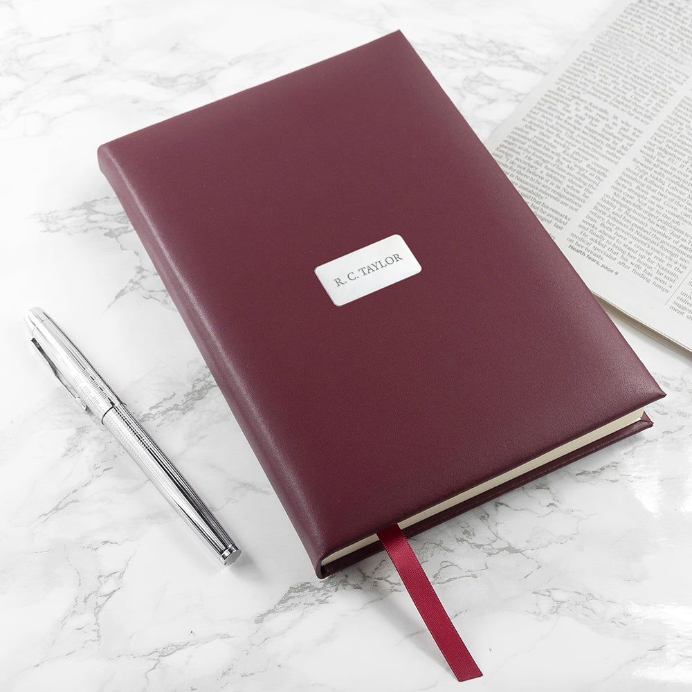 Personalized Burgundy Leather Notebook  Notebook/Journals Deeply Engraved