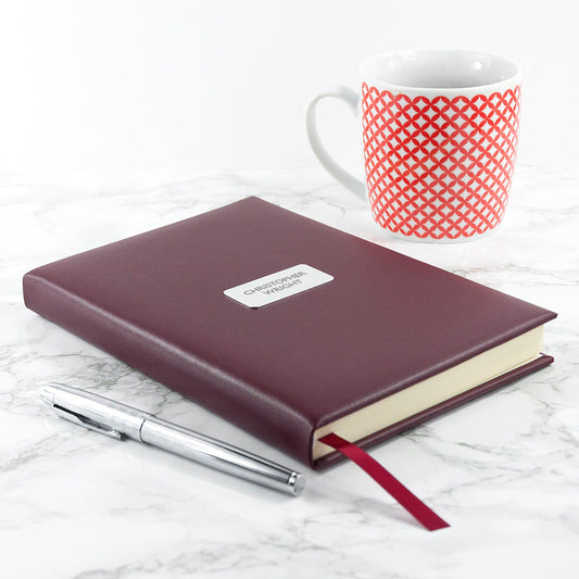 Personalized Burgundy Leather Notebook  Notebook/Journals Deeply Engraved