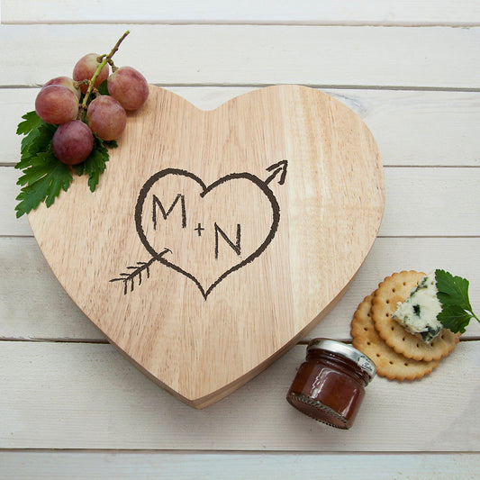 Personalized Carved Heart Cheese Board  Wooden Cheese Boards Deeply Engraved