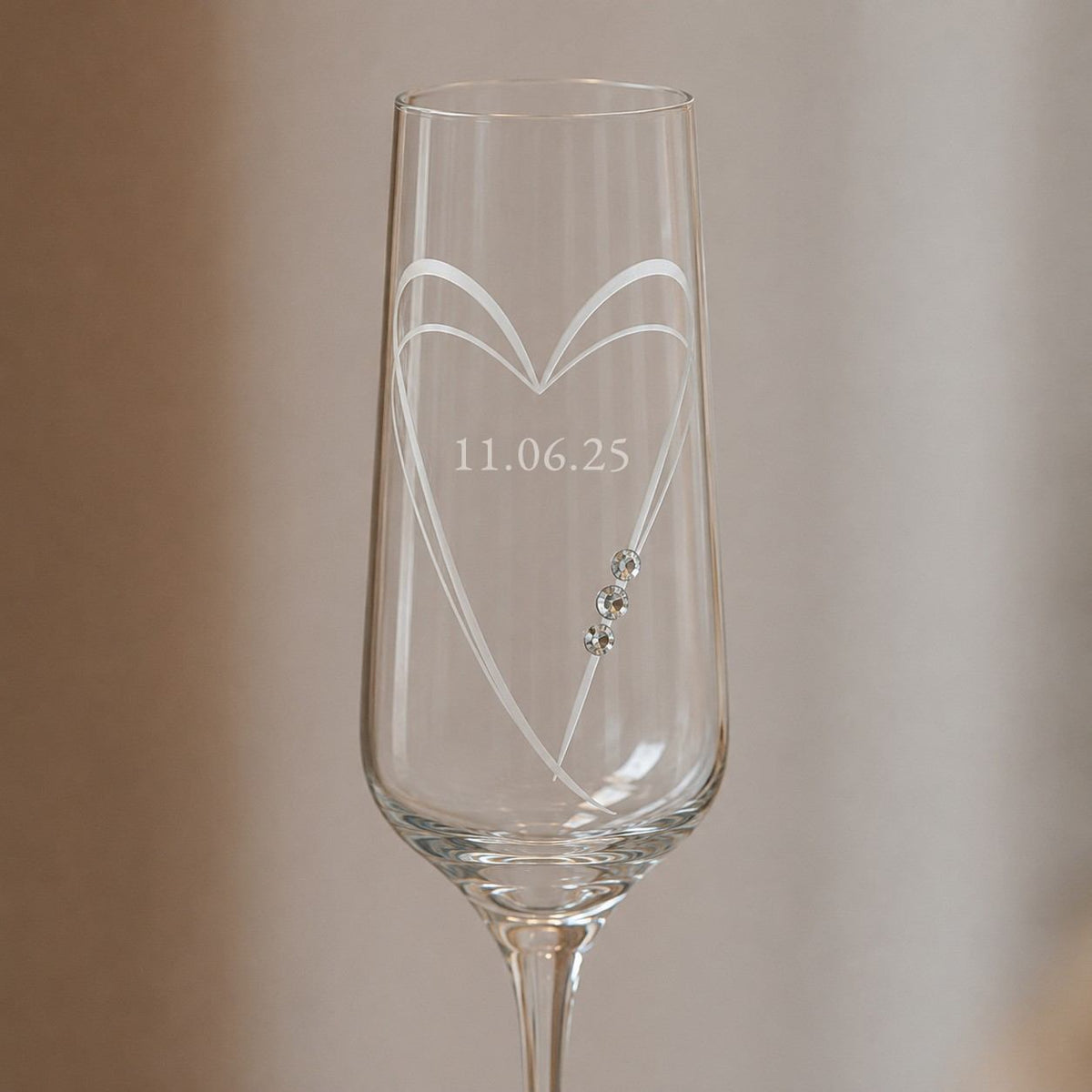 Personalized Hearts Champagne Flute with Swarovski Crystals