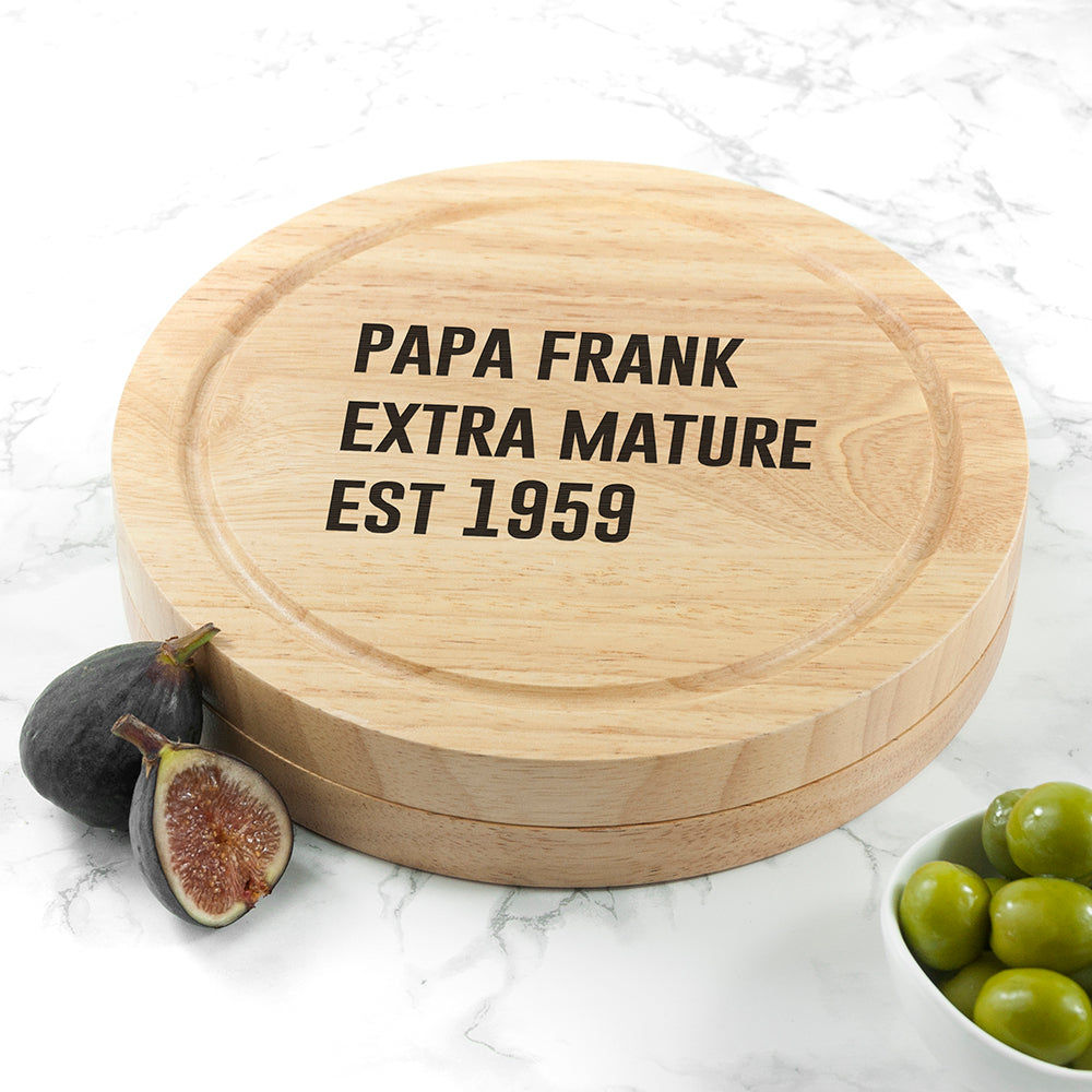 Personalized Cheese Lover Round Board Set  Wooden Cheese Boards Deeply Engraved