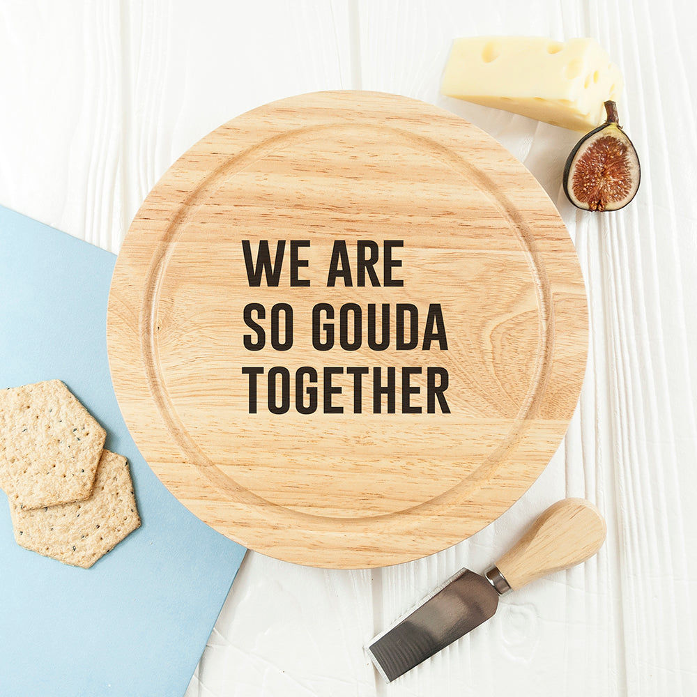 Personalized Cheese Lover Round Board Set  Wooden Cheese Boards Deeply Engraved