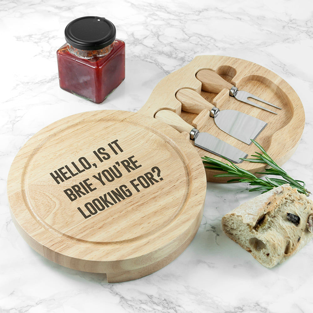 Personalized Cheese Lover Round Board Set  Wooden Cheese Boards Deeply Engraved