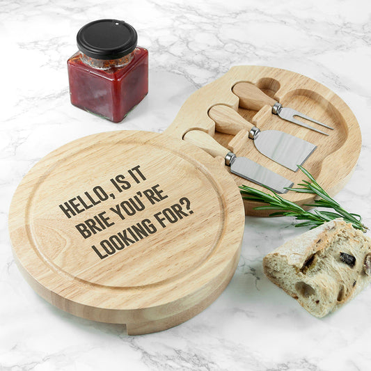 Personalized Cheese Lover Round Board Set  Wooden Cheese Boards Deeply Engraved