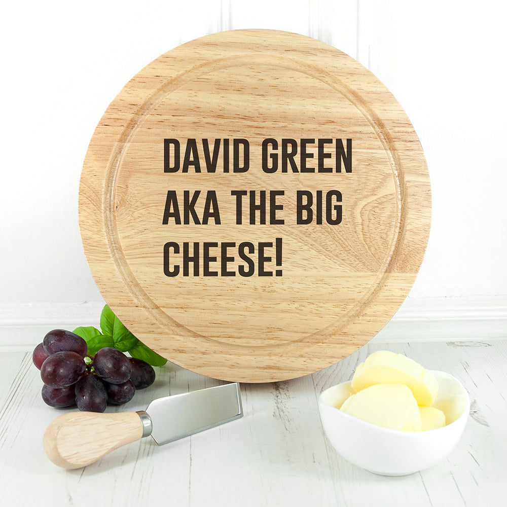 Personalized Cheese Lover Round Board Set  Wooden Cheese Boards Deeply Engraved
