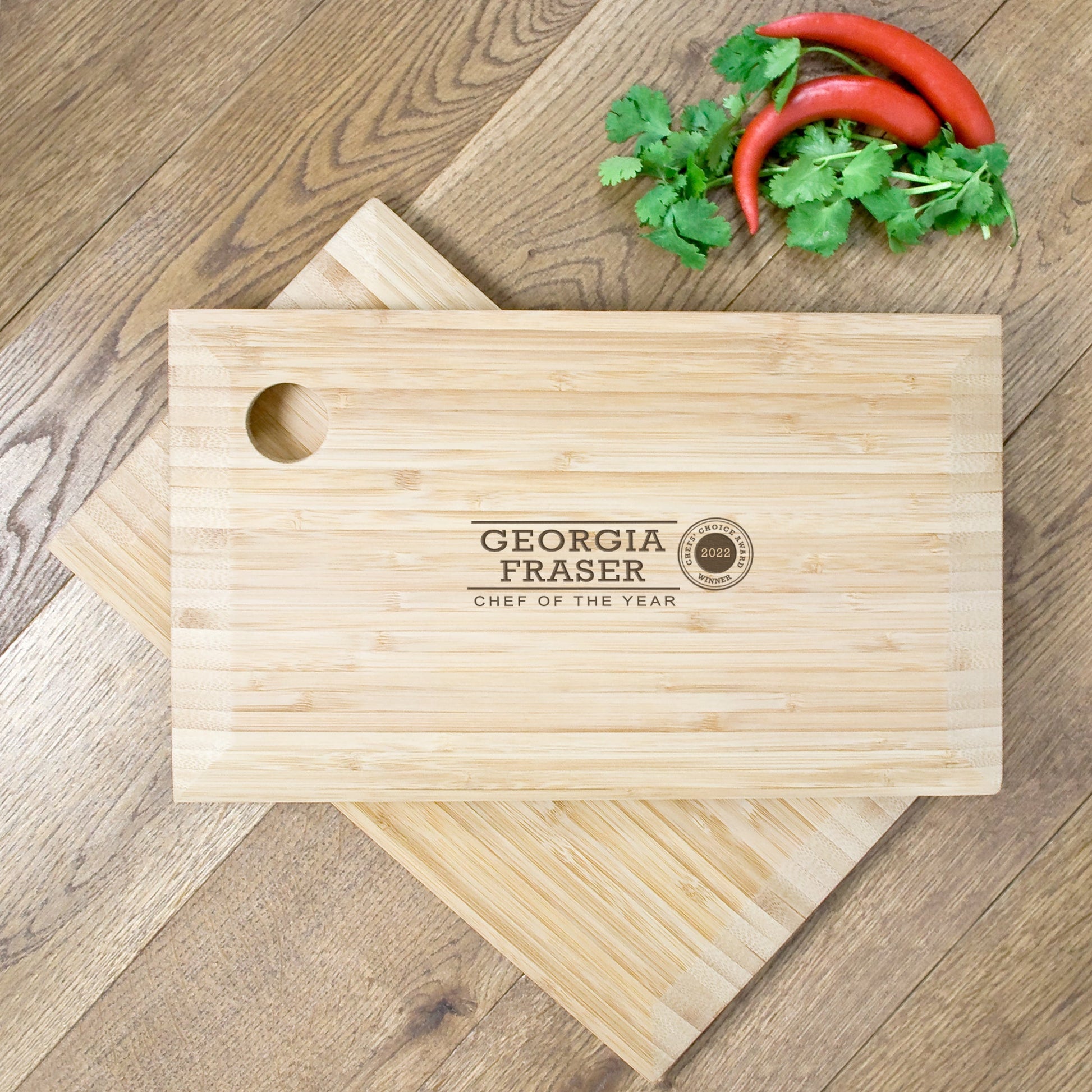 Personalized Chef of the Year Bamboo Chopping Board  Cutting Boards Deeply Engraved