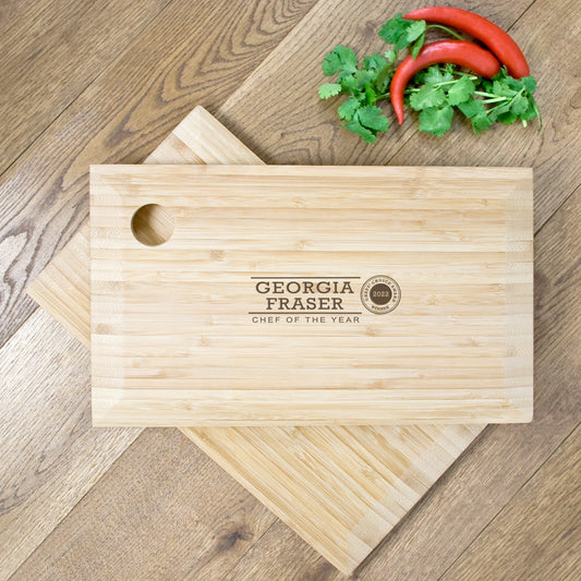 Personalized Chef of the Year Bamboo Chopping Board  Cutting Boards Deeply Engraved