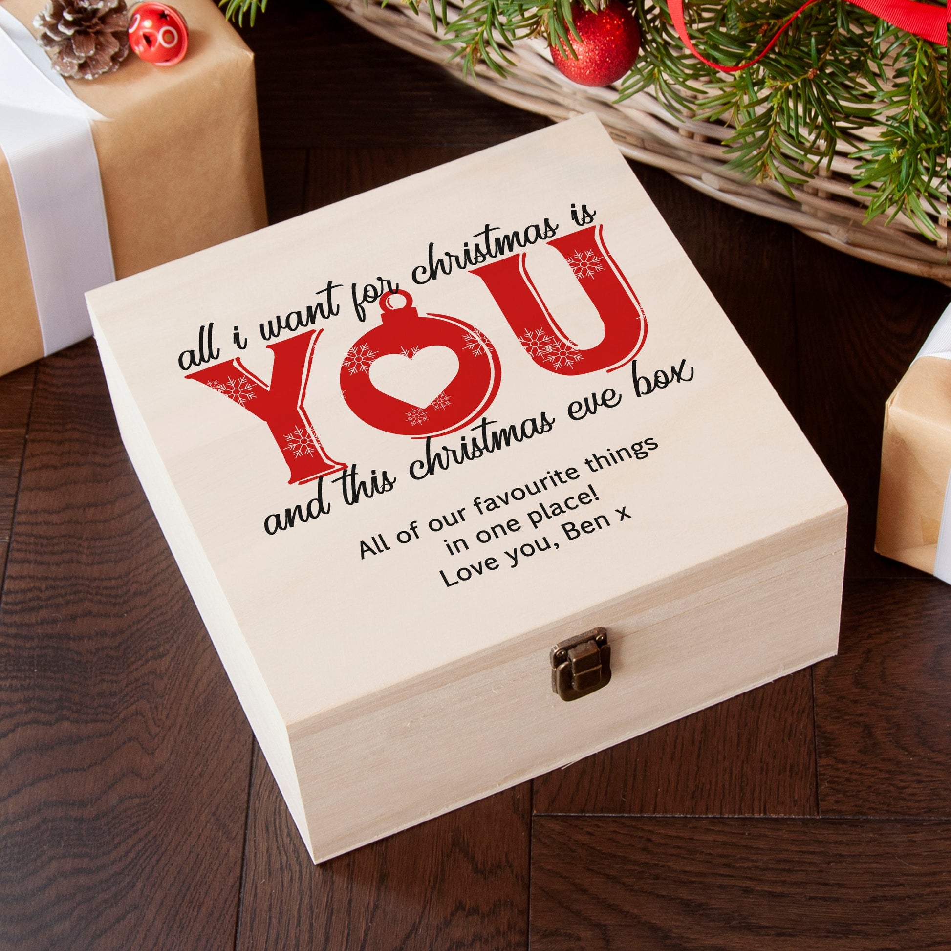Personalized Christmas Box - All I Want For Christmas Is You  Keepsake Boxes Deeply Engraved