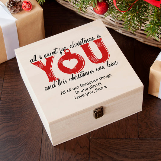 Personalized Christmas Box - All I Want For Christmas Is You  Keepsake Boxes Deeply Engraved