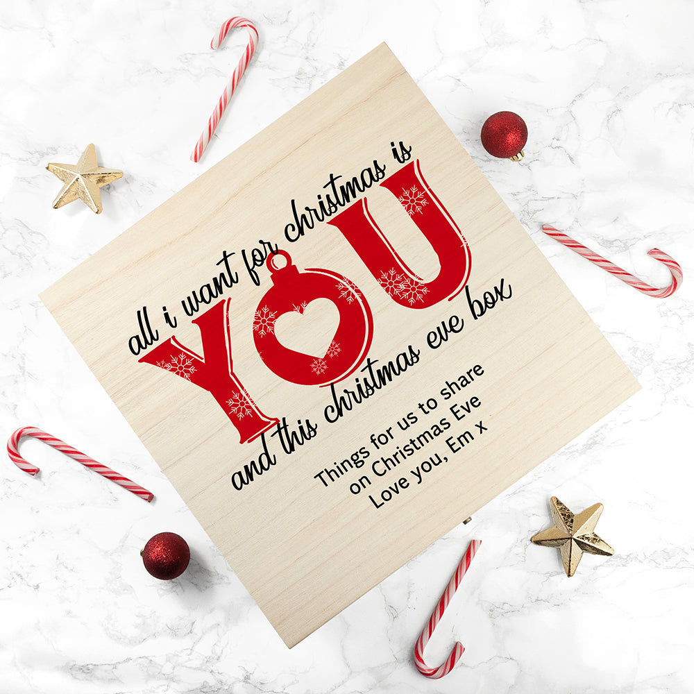 Personalized Christmas Box - All I Want For Christmas Is You  Keepsake Boxes Deeply Engraved
