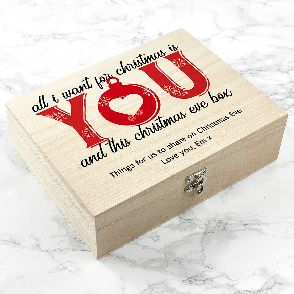 Personalized Christmas Box - All I Want For Christmas Is You  Keepsake Boxes Deeply Engraved
