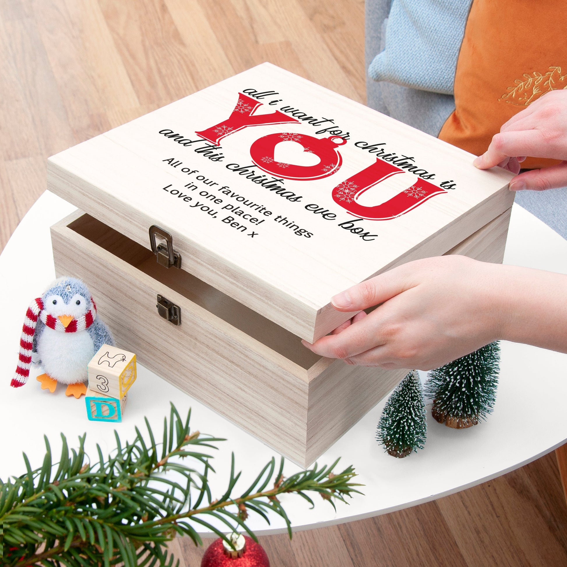 Personalized Christmas Box - All I Want For Christmas Is You  Keepsake Boxes Deeply Engraved