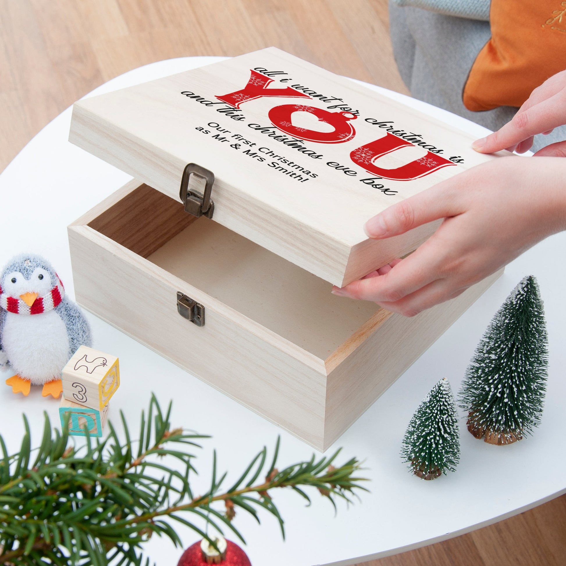 Personalized Christmas Box - All I Want For Christmas Is You  Keepsake Boxes Deeply Engraved