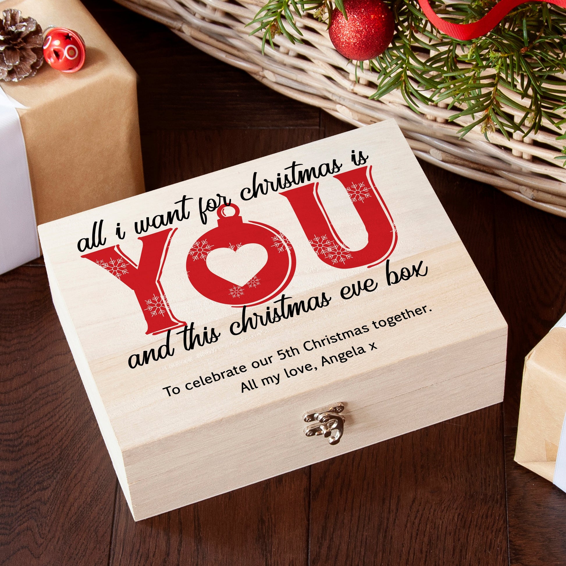 Personalized Christmas Box - All I Want For Christmas Is You  Keepsake Boxes Deeply Engraved