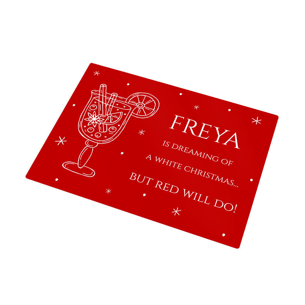 Personalized Christmas Red Wine Glass Worktop Saver  Cutting Boards Deeply Engraved