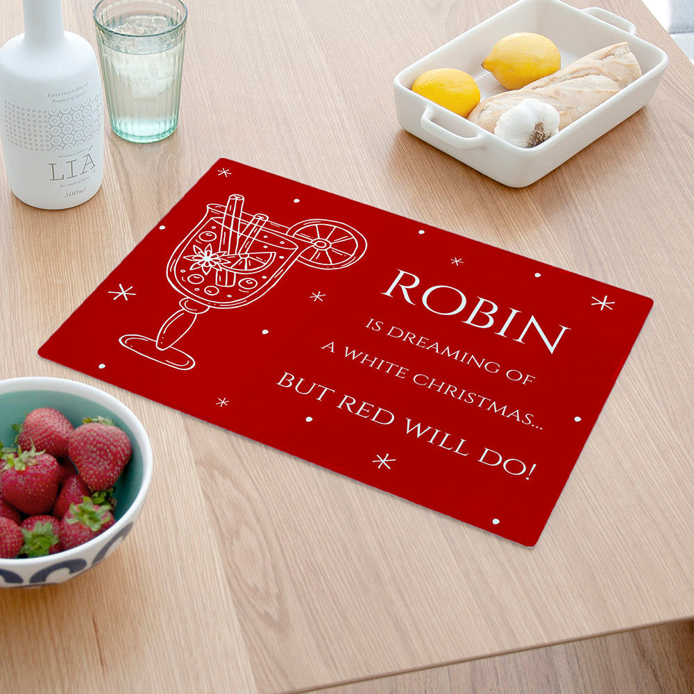 Personalized Christmas Red Wine Glass Worktop Saver  Cutting Boards Deeply Engraved