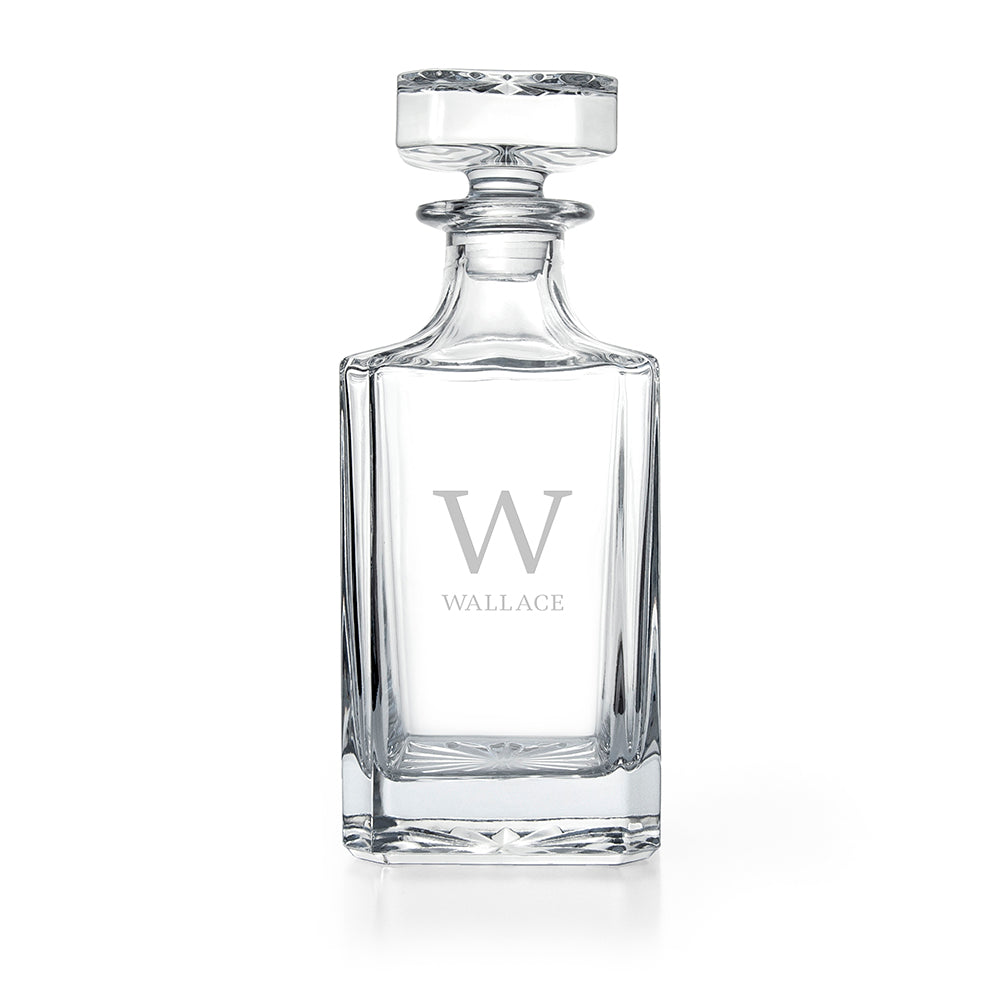Personalized Classic Monogram Square Decanter  Decanters Deeply Engraved