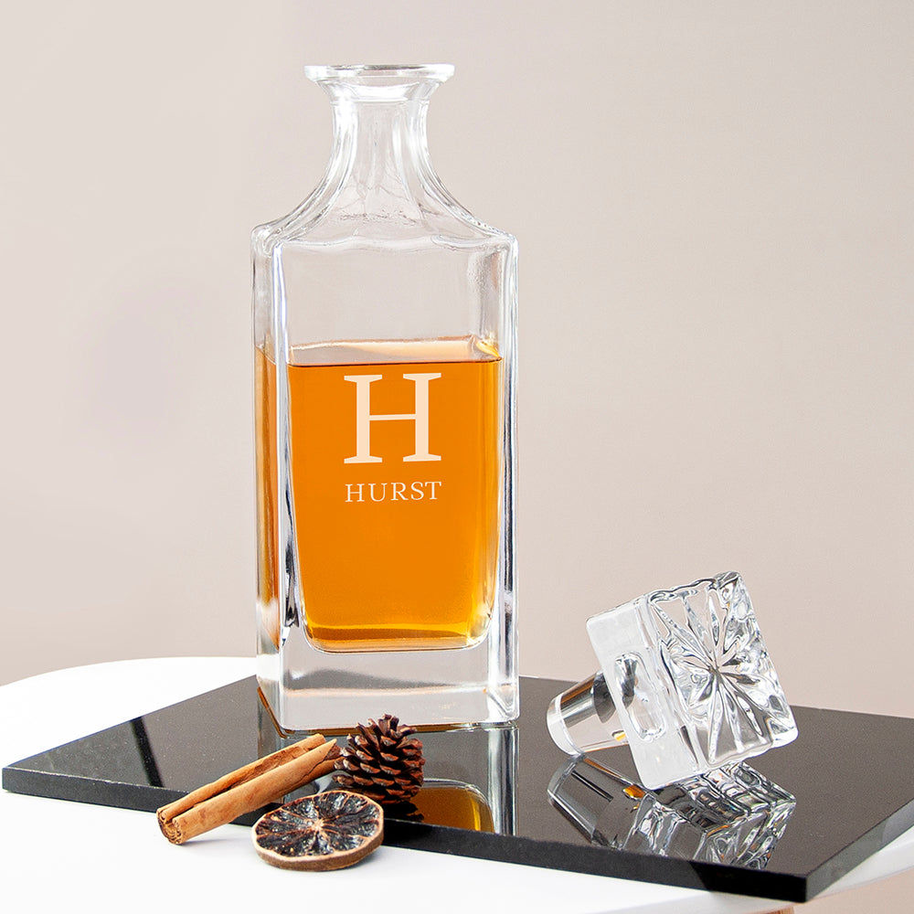 Personalized Classic Monogram Square Decanter  Decanters Deeply Engraved