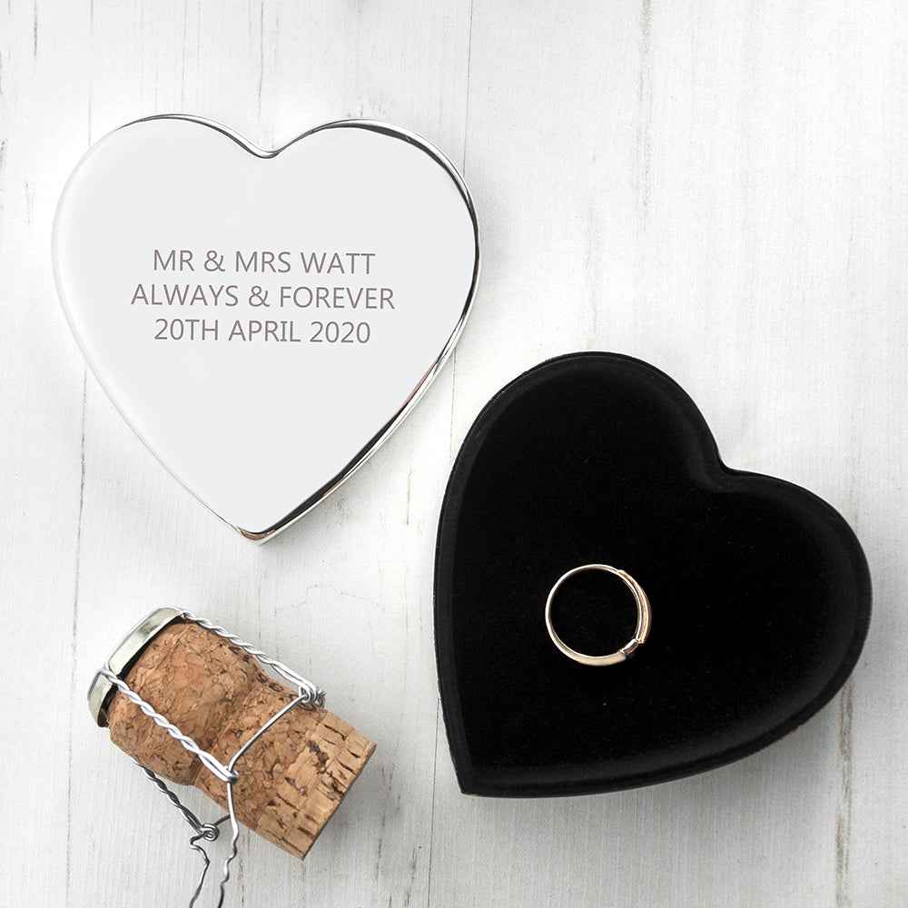 Personalized Classic Silver Heart Trinket Box  Trinket Boxes Deeply Engraved