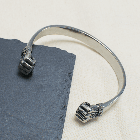 Personalized Clenched Fists Cuff Bracelet  Men's Bracelets Deeply Engraved