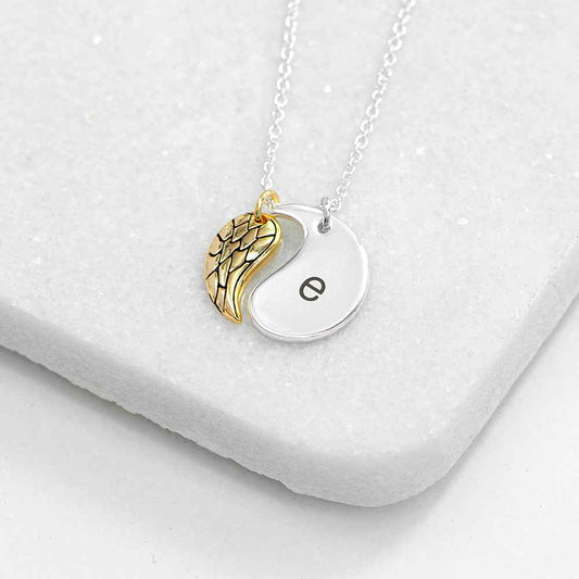 Personalized Contemporary Angel Wing Necklace  Necklaces Deeply Engraved