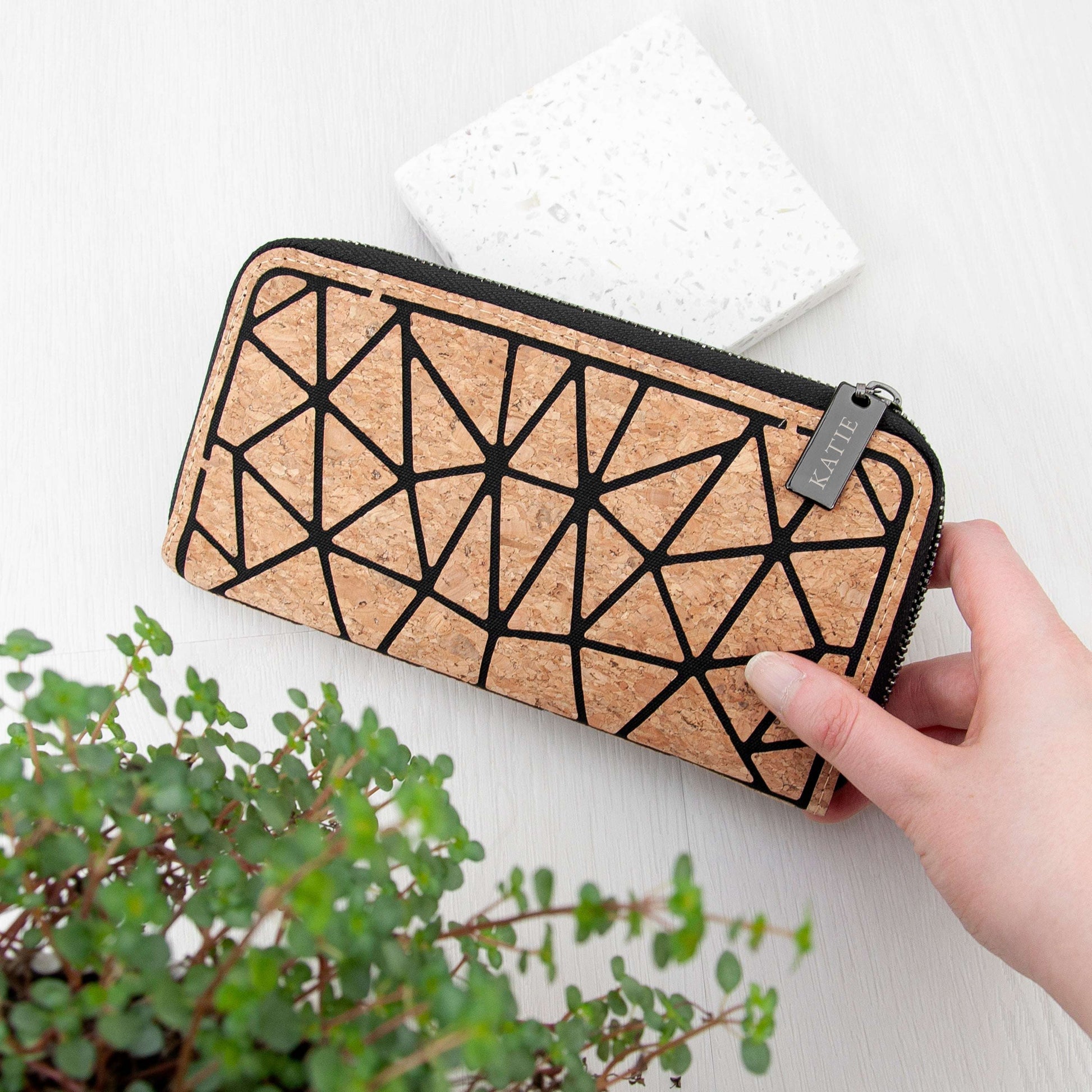 Personalized Cork Zip Wallet  Ladies Wallets Deeply Engraved