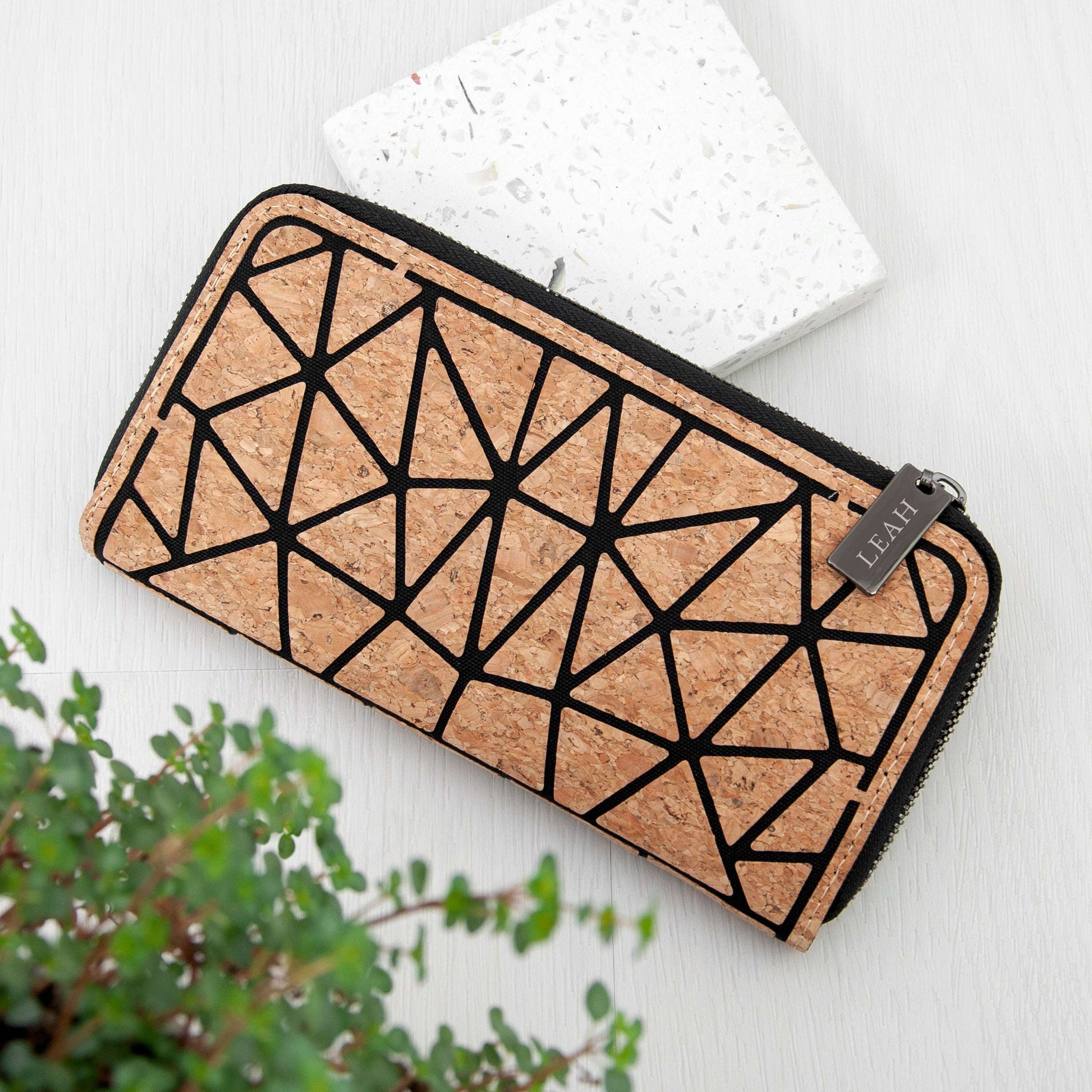 Personalized Cork Zip Wallet  Ladies Wallets Deeply Engraved