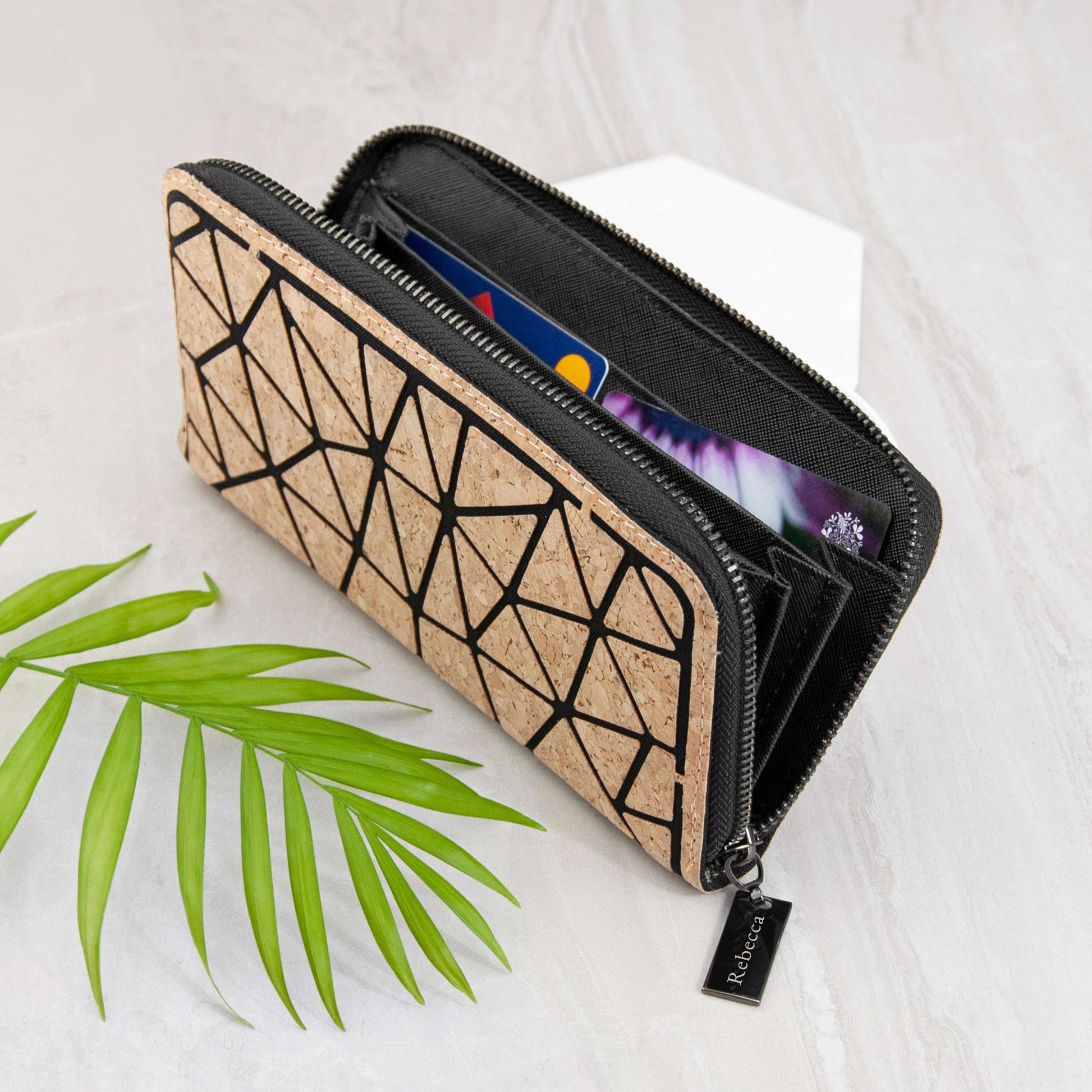 Personalized Cork Zip Wallet  Ladies Wallets Deeply Engraved