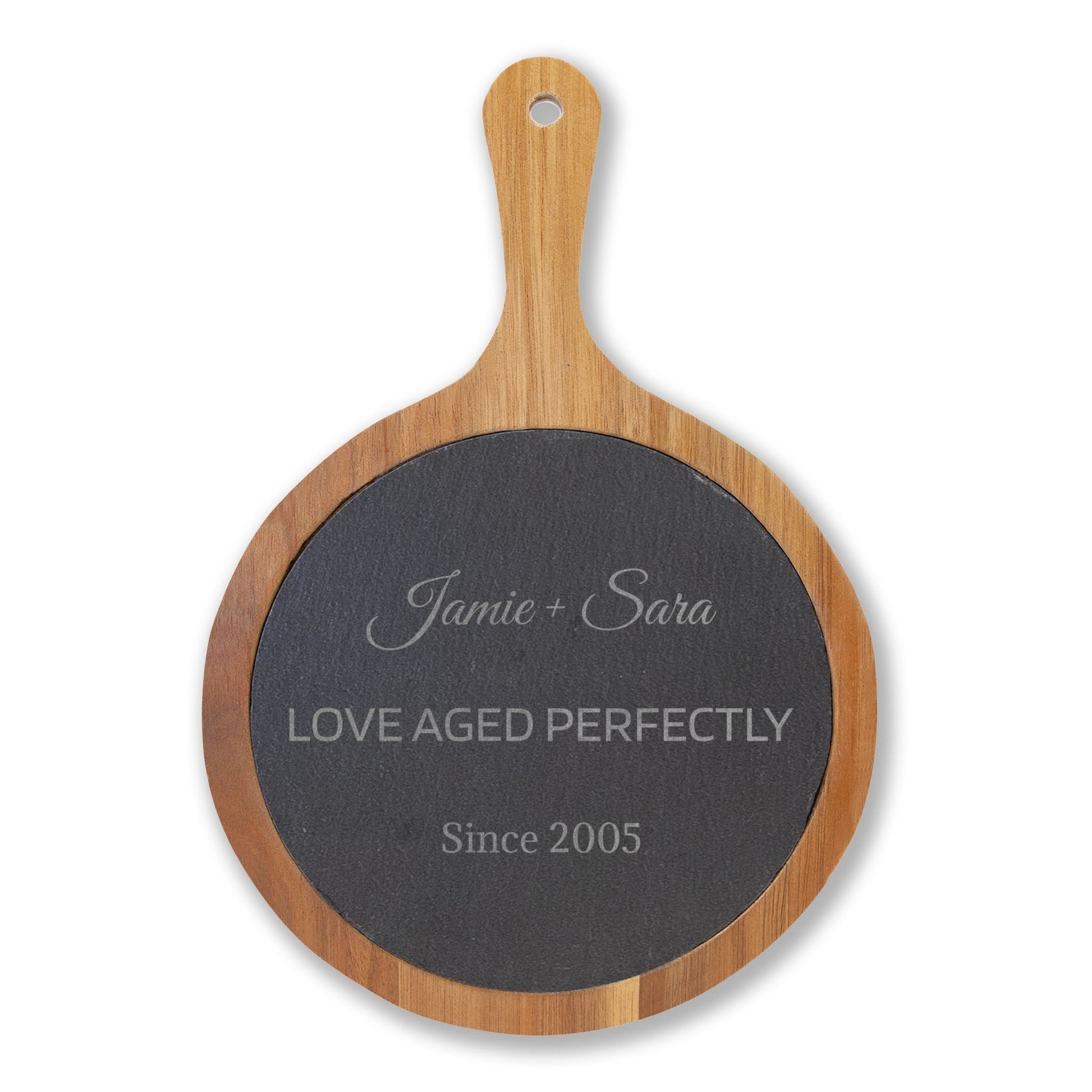 Personalized Couple's Anniversary Charcuterie Board with Slate Insert  Charcuterie Board Deeply Engraved