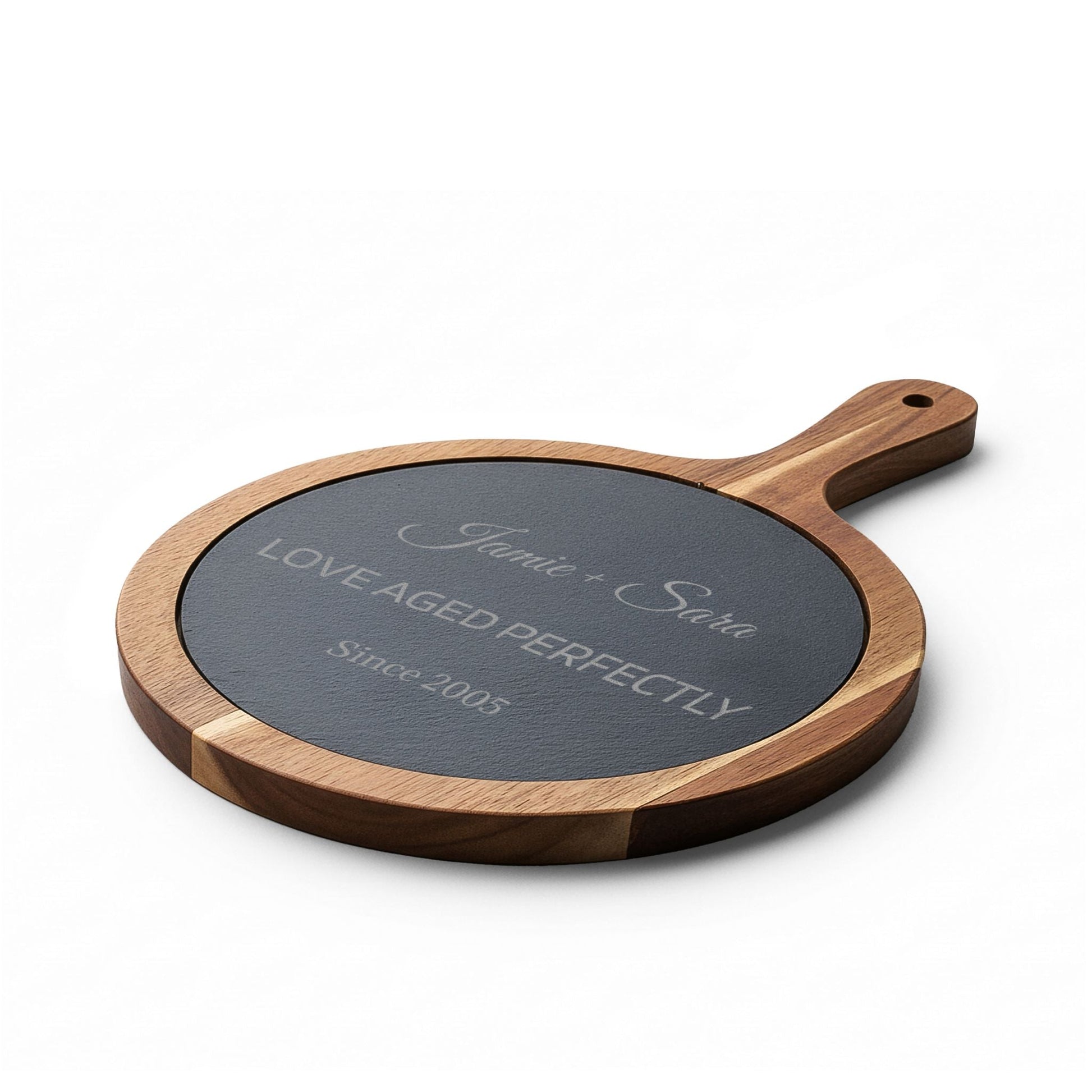 Personalized Couple's Anniversary Charcuterie Board with Slate Insert  Charcuterie Board Deeply Engraved