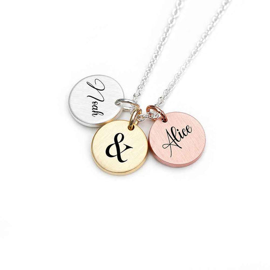 Personalized Couples 3-Disc Necklace  Necklaces Deeply Engraved