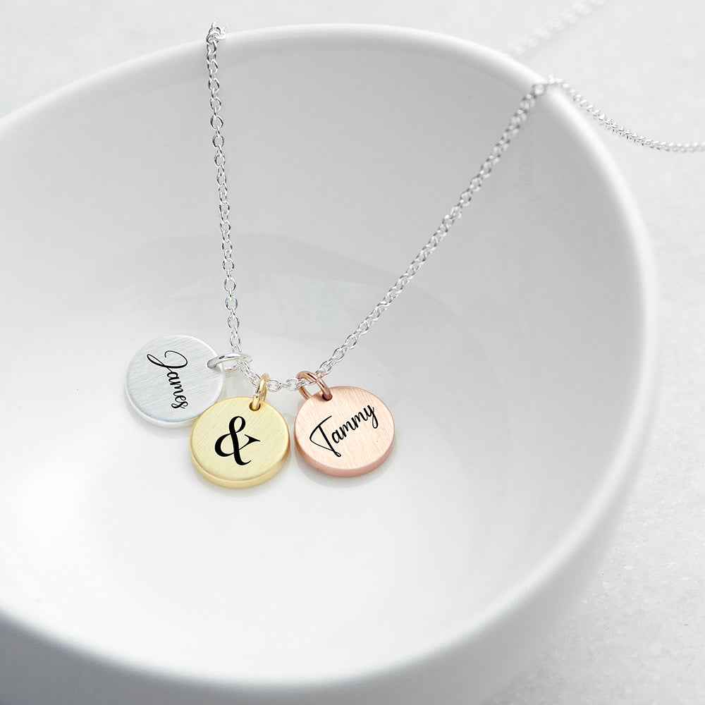 Personalized Couples 3-Disc Necklace  Necklaces Deeply Engraved