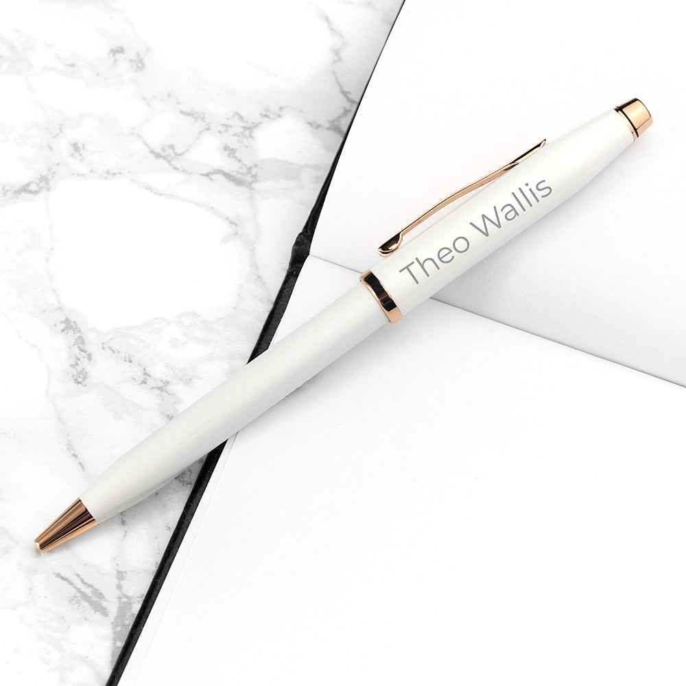 Personalized Cross Century II Pen in White  Pens Deeply Engraved