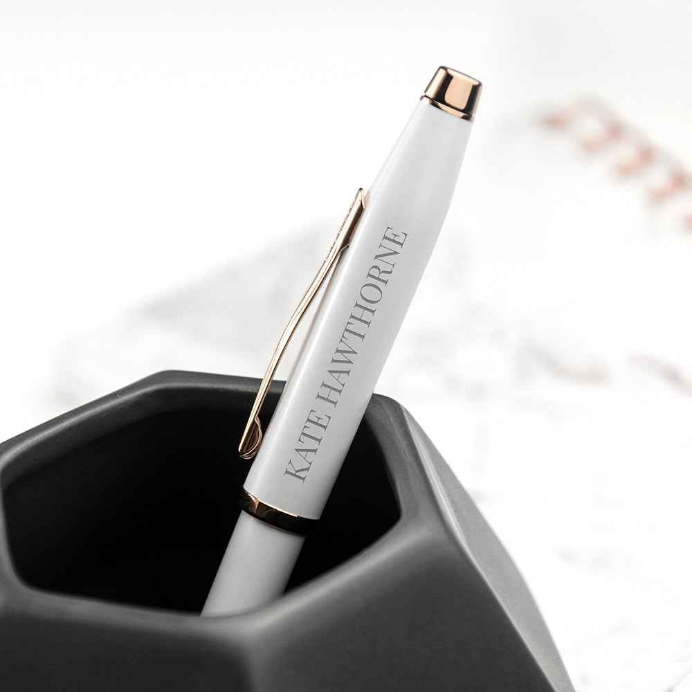 Personalized Cross Century II Pen in White  Pens Deeply Engraved