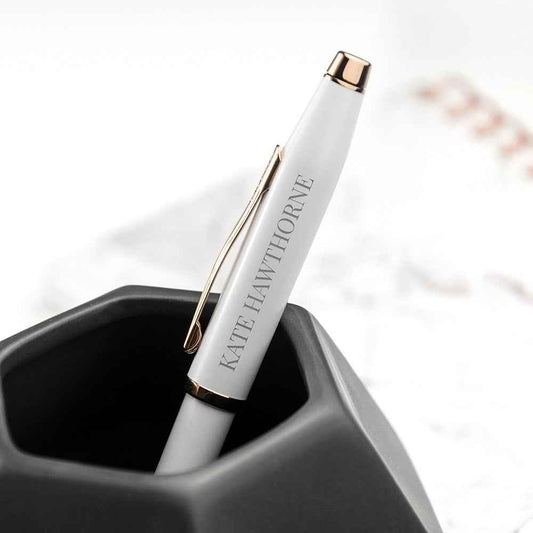 Personalized Cross Century II Pen in White  Pens Deeply Engraved