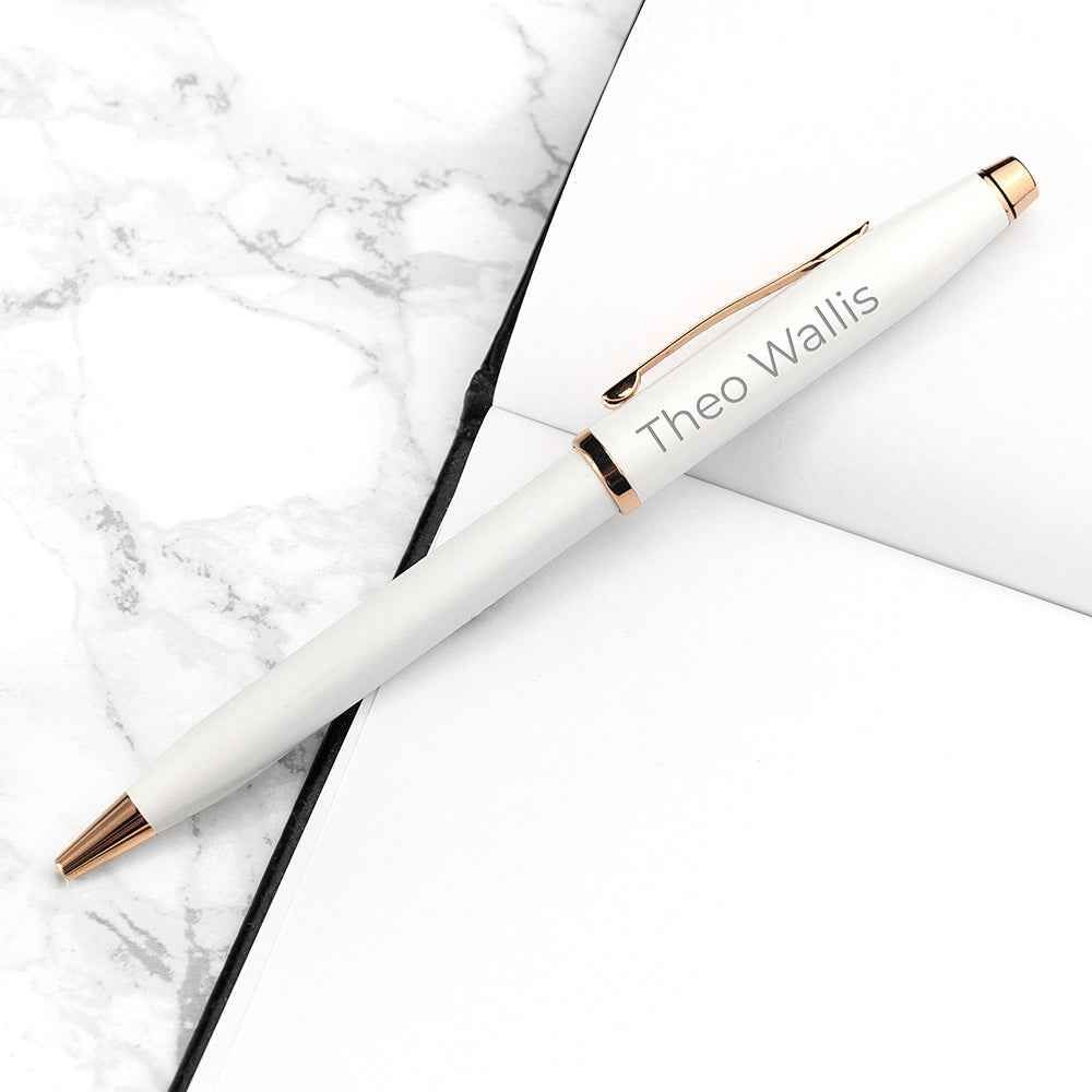 Personalized Cross Century II Pen in White  Pens Deeply Engraved