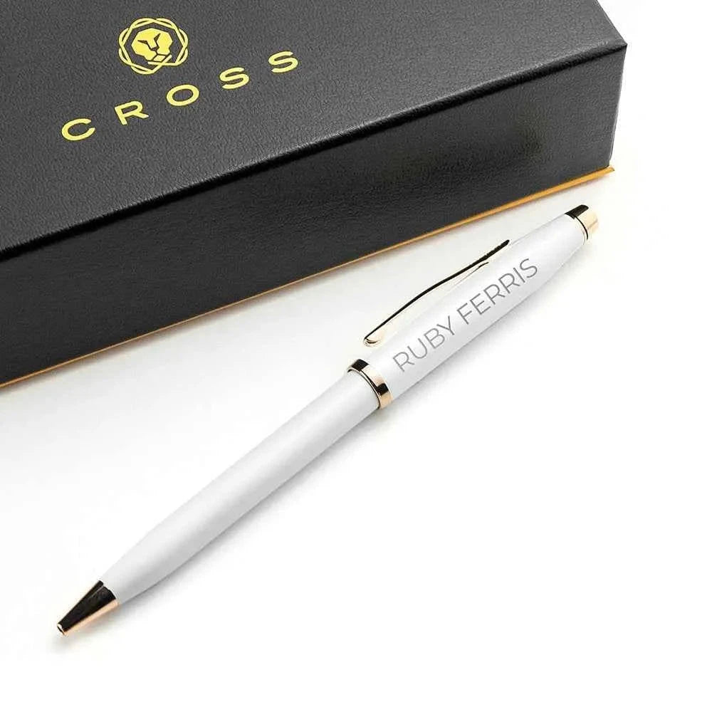 Personalized Cross Century II Pen in White  Pens Deeply Engraved