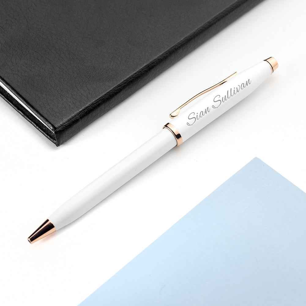 Personalized Cross Century II Pen in White  Pens Deeply Engraved