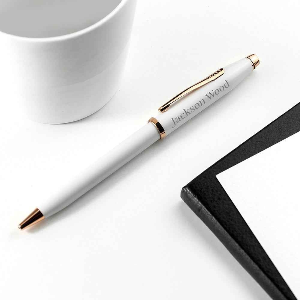 Personalized Cross Century II Pen in White  Pens Deeply Engraved