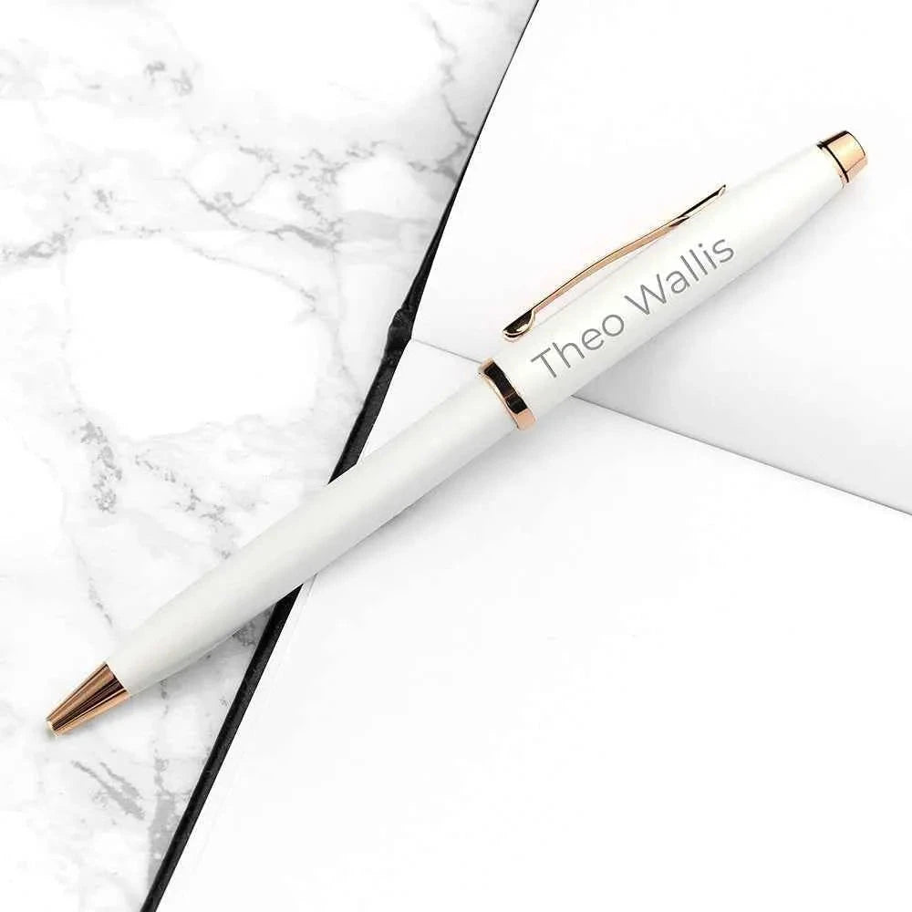 Personalized Cross Century II Pen in White  Pens Deeply Engraved