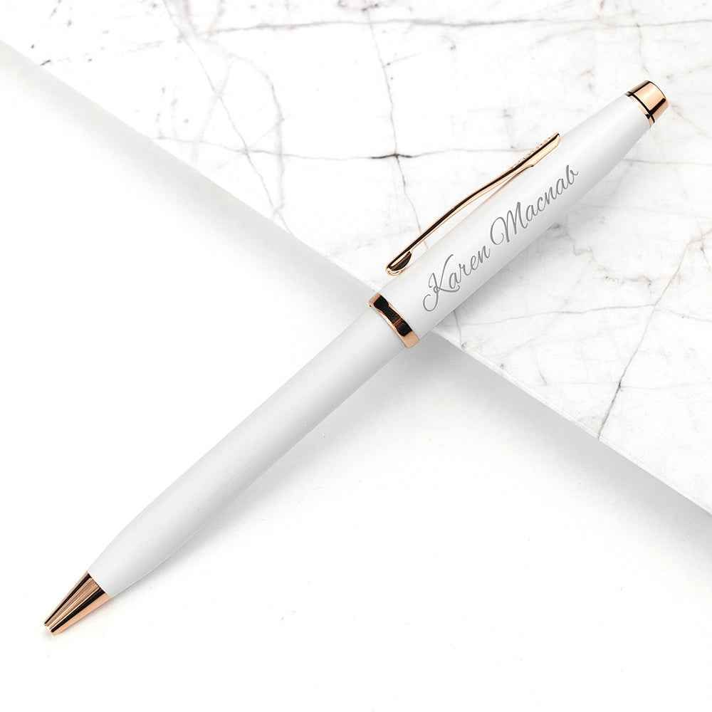 Personalized Cross Century II Pen in White  Pens Deeply Engraved